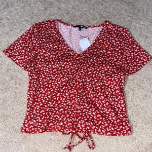 Floral cropped top with back lace